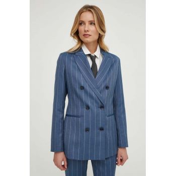 Sisley blazer din amestec de in cu doua randuri de nasturi, modelator