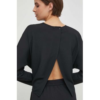 Sisley bluza femei, culoarea negru, neted