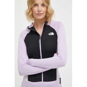 The North Face geaca femei, culoarea violet, cu glugă, modelator