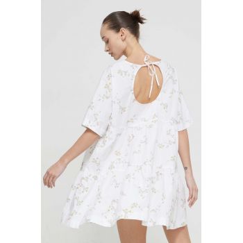 Tommy Jeans rochie din bumbac culoarea bej, mini, evazați DW0DW17948