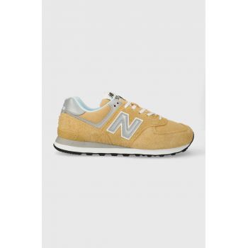 New Balance sneakers din piele întoarsă 574 culoarea bej, U574PGW