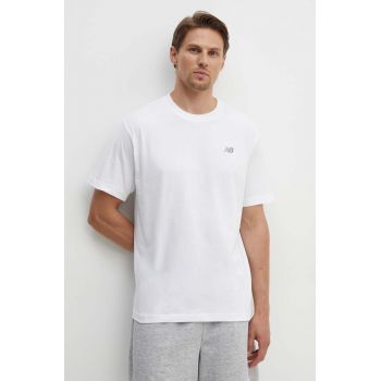 New Balance tricou din bumbac Small Logo barbati, culoarea alb, cu imprimeu, MT41509WT ieftin