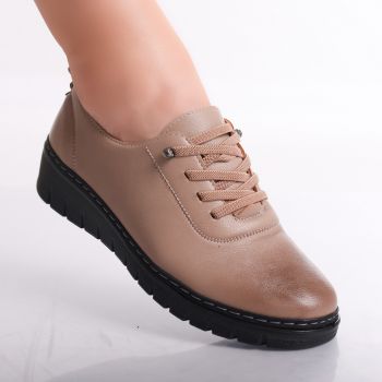 Pantofi dama casual Camel din Piele Ecologica Idania