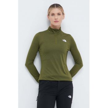 The North Face longsleeve sport Flex culoarea verde, cu turtleneck ieftin