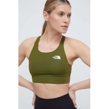 The North Face sutien sport reversibil Flex culoarea verde, modelator