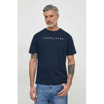 Tommy Jeans tricou din bumbac bărbați, culoarea bleumarin, cu imprimeu DM0DM17993