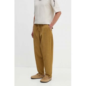 Universal Works pantaloni de catifea cord BRAGA PANT culoarea bej, drept, 29185