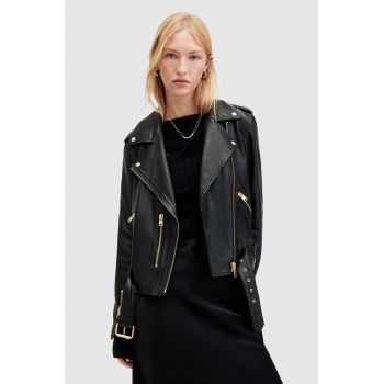 AllSaints geaca de piele BALFERN femei, culoarea negru, de tranzitie