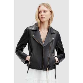 AllSaints geaca de piele DALBY femei, culoarea negru, de tranzitie