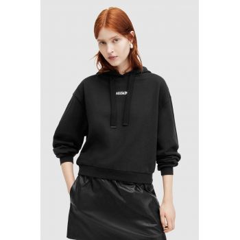 AllSaints hanorac de bumbac FORTUNA PIPPA femei, culoarea negru, cu glugă, cu imprimeu