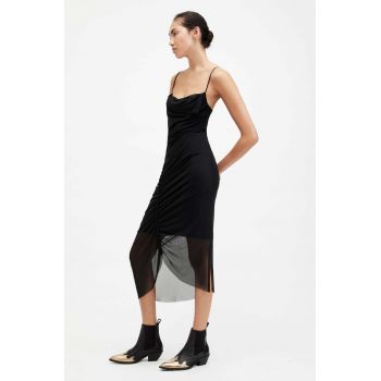 AllSaints rochie ULLA culoarea negru, midi, mulata