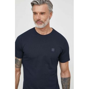 BOSS Orange tricou din bumbac bărbați, culoarea bleumarin, uni, 50508584