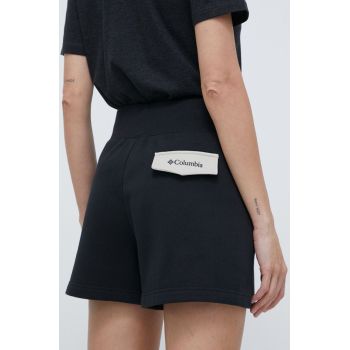 Columbia pantaloni scurți Lodge femei, culoarea negru, uni, high waist 2073461 ieftini