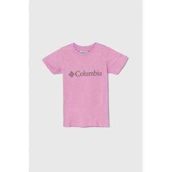 Columbia tricou de bumbac pentru copii Mission Lake Short culoarea roz