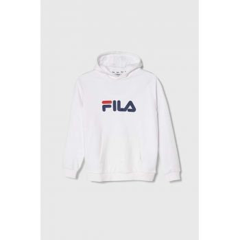 Fila bluza copii culoarea alb, cu glugă, cu imprimeu