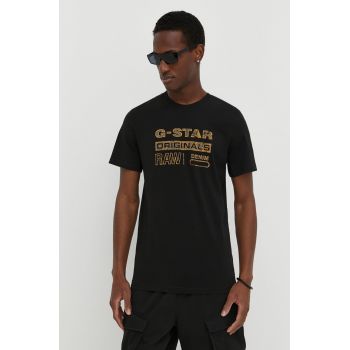 G-Star Raw tricou din bumbac barbati, culoarea negru, cu imprimeu