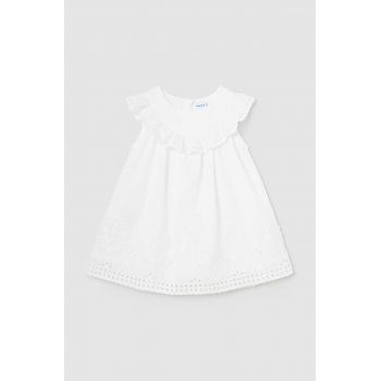 Mayoral rochie din bumbac pentru bebeluși culoarea alb, mini, evazati