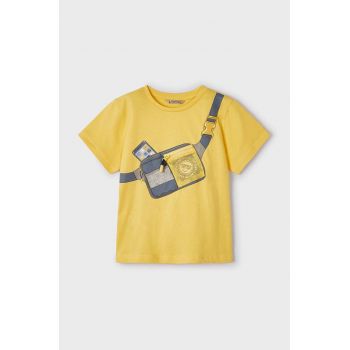 Mayoral tricou copii culoarea galben, cu imprimeu