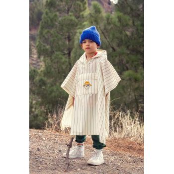 Mini Rodini poncho de ploaie pentru copii Owl culoarea alb