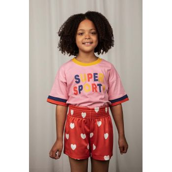 Mini Rodini tricou de bumbac pentru copii culoarea roz, cu imprimeu