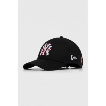 New Era șapcă de baseball din bumbac culoarea negru, cu imprimeu, NEW YORK YANKEES