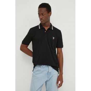 PS Paul Smith tricou polo barbati, culoarea negru, neted ieftin