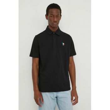 PS Paul Smith tricou polo din in culoarea negru, cu imprimeu