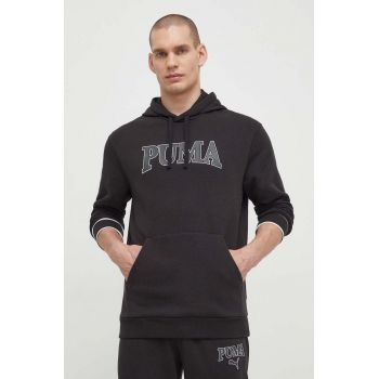 Puma bluză SQUAD bărbați, culoarea negru, cu glugă, imprimeu 678969