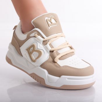 Sneakers dama Alb/Kaki din Piele Ecologica Haira