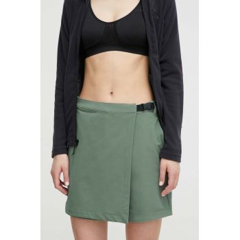 Jack Wolfskin pantaloni scurti sport Wandermood femei, culoarea verde, neted, high waist