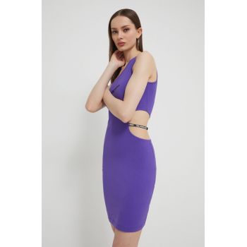 Karl Lagerfeld Jeans rochie culoarea violet, mini, mulata