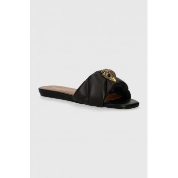 Kurt Geiger London șlapi de piele Kensington Puff Sandal femei, culoarea negru 2026600109