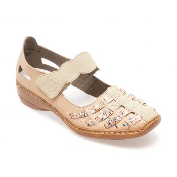 Pantofi casual RIEKER bej, 41369, din piele naturala