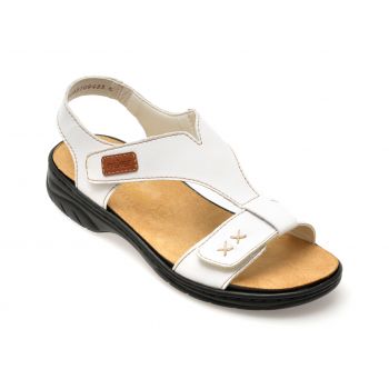 Sandale casual RIEKER albe, 64577, din piele naturala