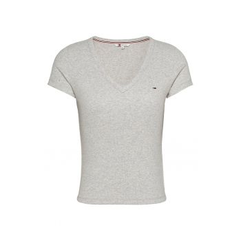 Tricou slim fit cu decolteu in V