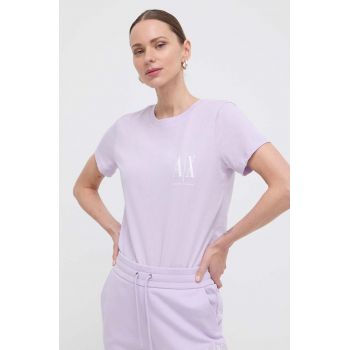 Armani Exchange tricou din bumbac culoarea violet