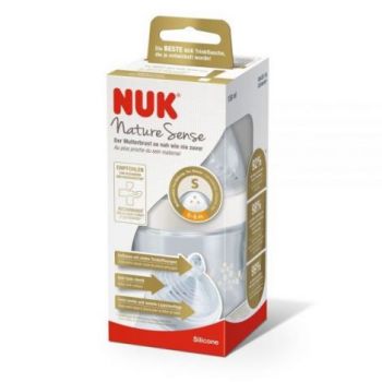 Biberon Nuk Nature Sense 150 Ml Tetina Silicon Orificiu S 0-6 luni