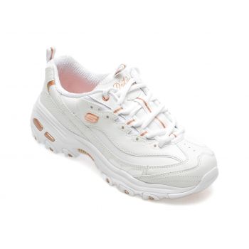 Pantofi sport SKECHERS albi, D LITES, din piele naturala