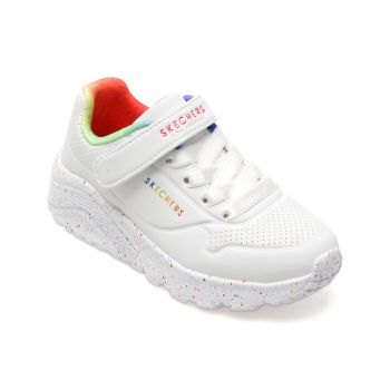 Pantofi sport SKECHERS albi, UNO LITE, din piele ecologica
