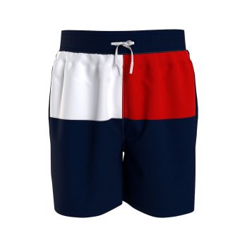 Pantaloni scurti de baie cu model colorblock si benzi laterale cu logo