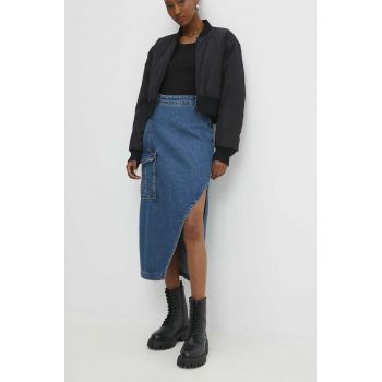 Answear Lab fusta jeans midi, drept