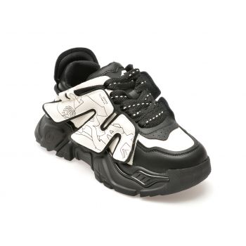 Pantofi sport GRYXX alb-negru, 8851, din piele naturala