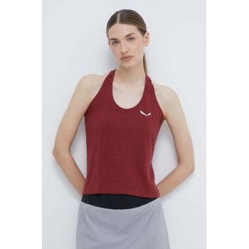 Salewa top sport Lavaredo Hemp Cropped femei, culoarea bordo