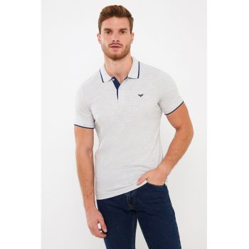 Tricou polo uni din material pique