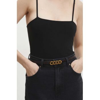 Answear Lab curea de piele femei, culoarea maro