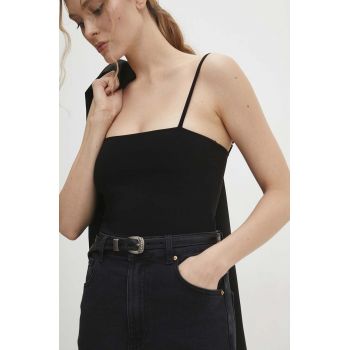 Answear Lab curea de piele femei, culoarea negru