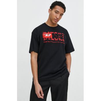 Diesel tricou din bumbac bărbați, culoarea negru, cu imprimeu A12147.0PATI