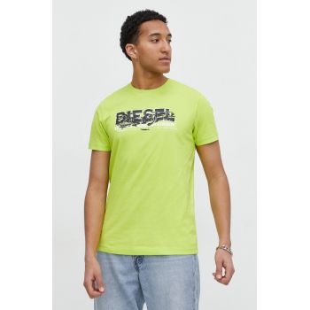 Diesel tricou din bumbac bărbați, culoarea verde, cu imprimeu A12498.0GRAI