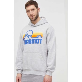 Marmot bluza barbati, culoarea gri, cu glugă, cu imprimeu