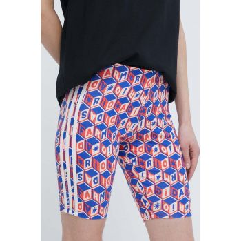 adidas pantaloni scurți Farm Rio femei, cu model, high waist IQ4487